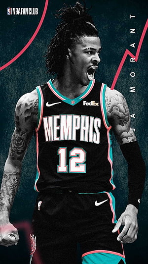 Ja Morant Memphis Grizzlies Black Jersey Action Portrait HD phone wallpaper