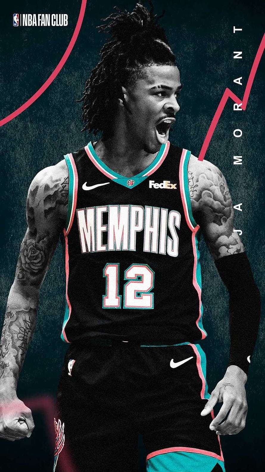 Ja Morant Memphis Grizzlies Black Jersey Action Portrait HD phone wallpaper