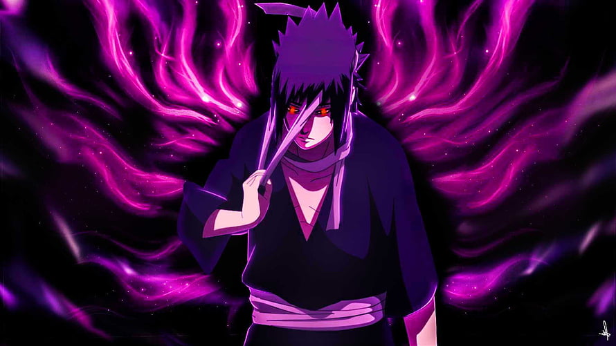 Itachi Uchiha Sharingan Purple Chakra Wings Anime Wallpaper HD wallpaper