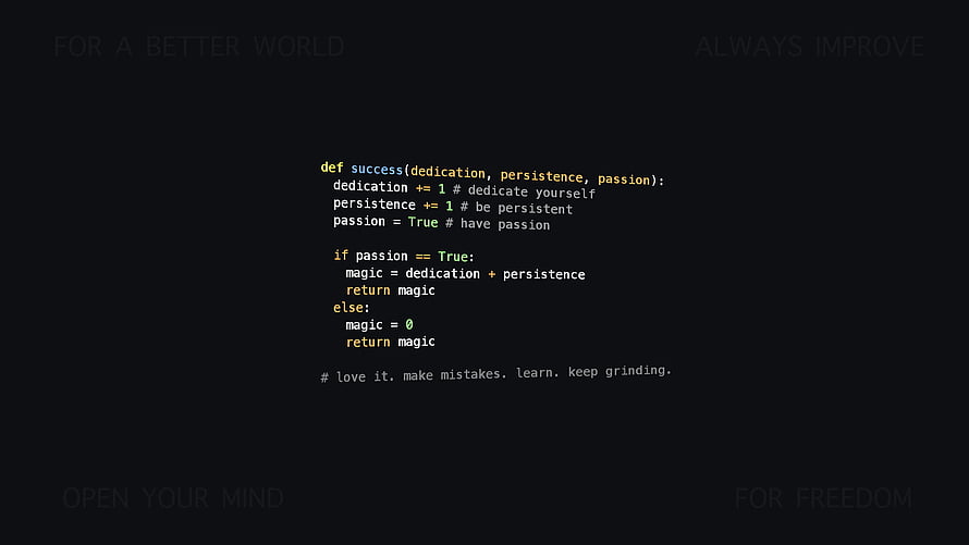 Python Code Snippet Defining Success With Dedication And Passion HD wallpaper