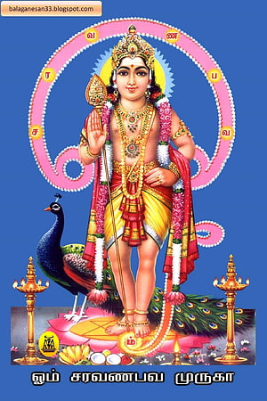 Lord Murugan Standing on Peacock with Vel and Lotus in Traditional Indian Art HD phone wallpaper