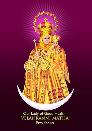 Our Lady of Good Health Velankanni Matha Religious Icon on Crescent Moon HD phone wallpaper