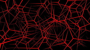 Abstract Red Geometric Network Lines On Black Background HD wallpaper