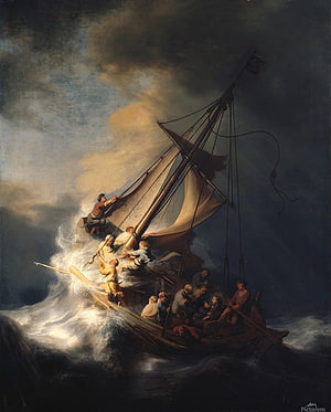 Rembrandt van Rijn The Storm on the Sea of Galilee Oil Painting HD phone wallpaper