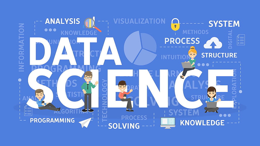 Data Science Concept Illustration with Analysis, Programming, and Visualization Elements HD wallpaper