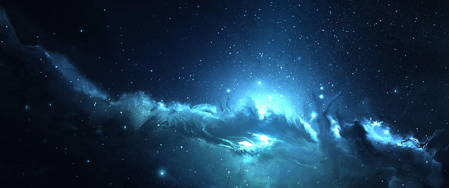 Mystical Blue Nebula and Starry Night Sky Digital Art Wallpaper HD wallpaper