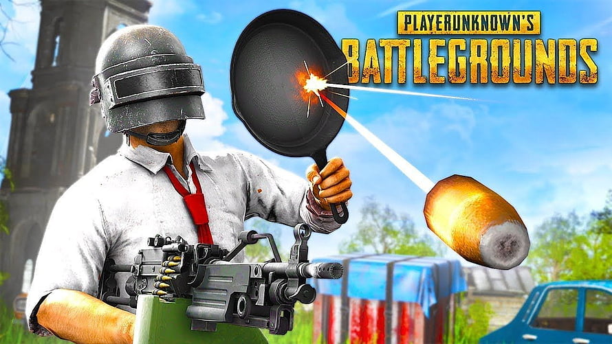 PUBG Player Blocking Bullet With Frying Pan And Holding Machine Gun HD wallpaper