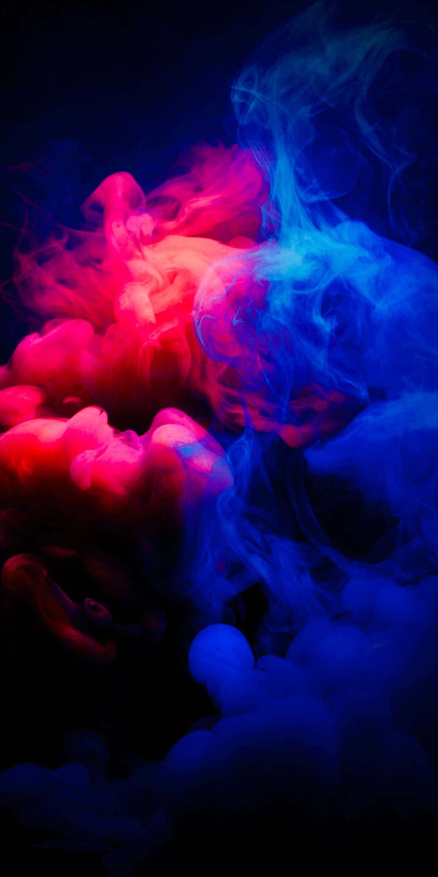 Vibrant Pink and Blue Ink Clouds Swirling in Dark Water Abstract Art HD phone wallpaper