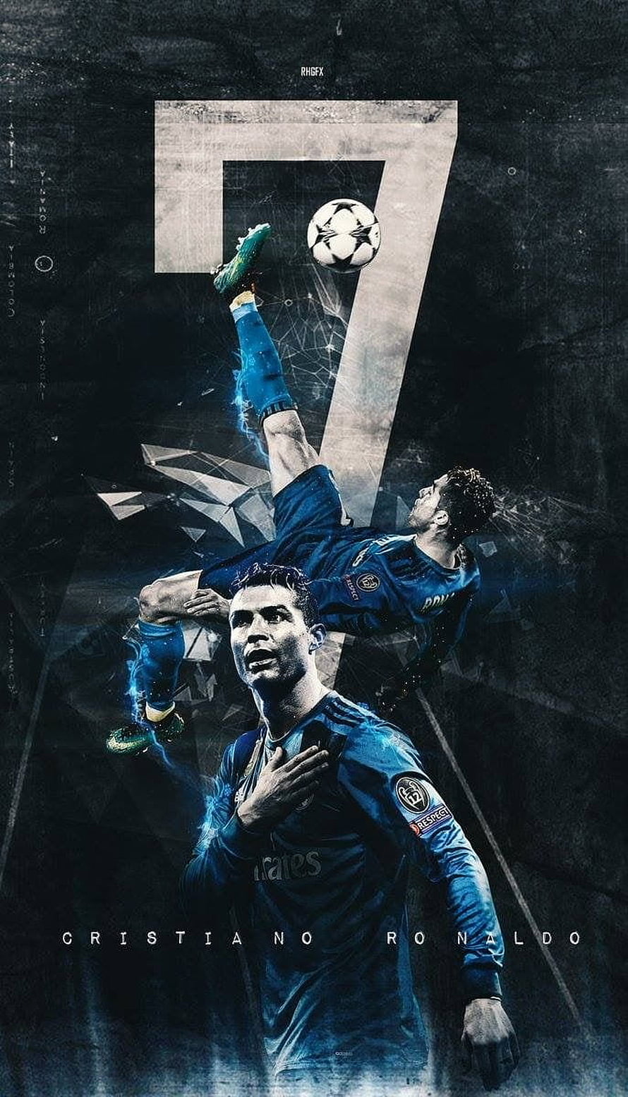 Cristiano Ronaldo Real Madrid Number 7 Artwork with Ball and Geometric Background HD phone wallpaper