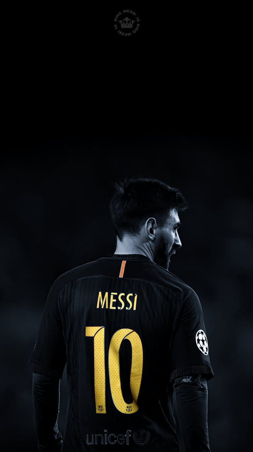 Lionel Messi FC Barcelona Number 10 Black Jersey Dark Background HD phone wallpaper
