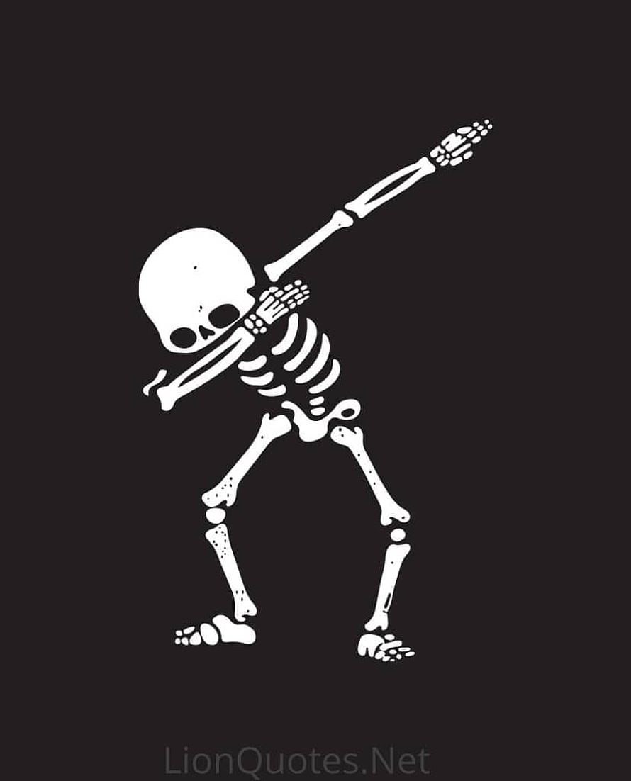 Funny Dabbing Skeleton Illustration on Black Background HD phone wallpaper