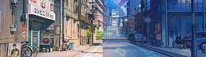 Lofi Anime Japanese Street Scene With Convenience Store And Sunset Sky HD wallpaper
