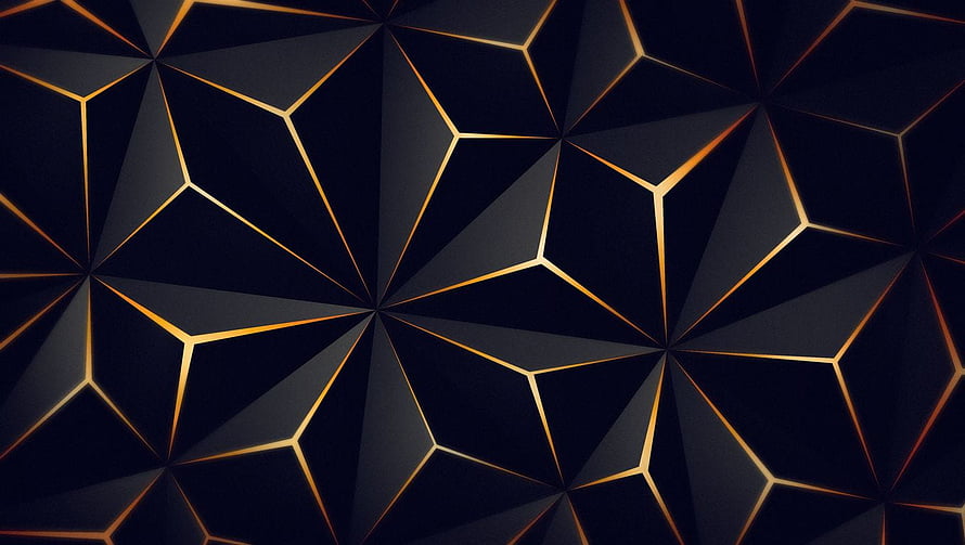 Elegant Geometric Low Poly Pattern With Gold Lines On Dark Background HD wallpaper