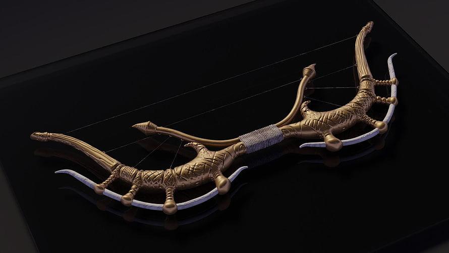 Karna's Golden Bow and Arrow from Mahabharata, Mythological Weapon Art HD wallpaper