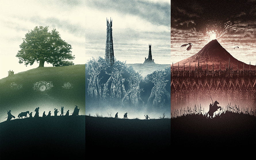 The Lord of the Rings Journey from the Shire to Mordor Fantasy Landscape Art HD wallpaper
