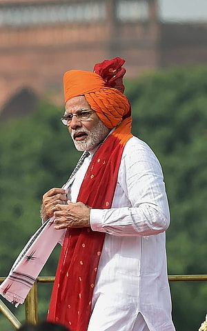Narendra Modi in Traditional White Kurta and Orange Turban at Public Event HD phone wallpaper
