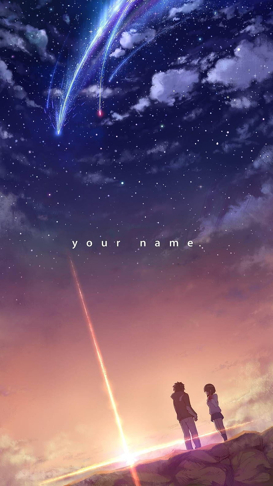 Your Name Anime Wallpaper - Taki and Mitsuha Watching the Comet Split in the Starry Sky HD phone wallpaper