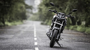Yamaha MT-15 Motorcycle Parked on a Quiet Forest Road HD wallpaper