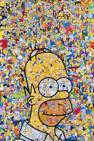 Homer Simpson Mosaic Artwork Featuring Hundreds of The Simpsons Characters and Scenes HD phone wallpaper