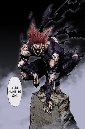 Garou from One Punch Man in a Crouched Combat Stance on a Rock, One Punch Man Garou, garou one punch man HD phone wallpaper