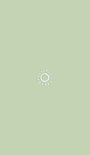 Minimalist sage green background with a small white sun icon centered on a soft pastel surface HD phone wallpaper