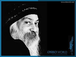 Osho Black and White Portrait with Turban and Long Beard HD wallpaper