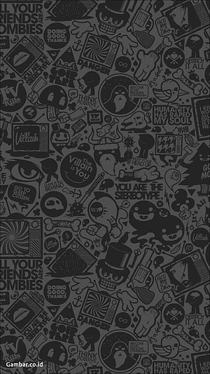 Dark Monochrome Graffiti Pattern With Skulls, Guns, And Edgy Street Art Typography HD phone wallpaper