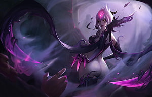 Evelynn from League of Legends in Dark Fantasy Art with Purple Energy HD wallpaper