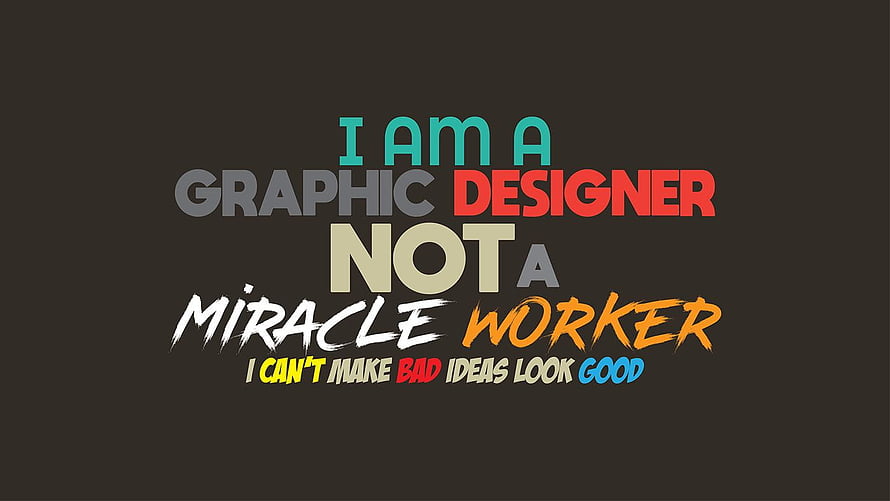 Colorful Typography Quote for Graphic Designers on Dark Background HD wallpaper