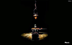 Dark Hindu Temple Ritual With Hanging Brass Lamp And Shiva Lingam HD wallpaper