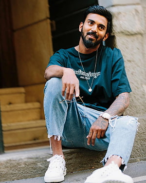 KL Rahul in a Balenciaga T-Shirt and Distressed Denim Jeans HD phone wallpaper