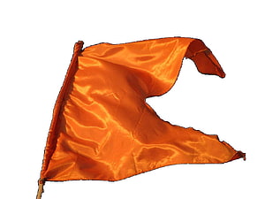 Vibrant Bhagwa Flag Fluttering in the Wind on White Background HD wallpaper