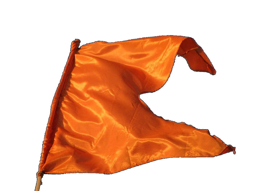 Vibrant Bhagwa Flag Fluttering in the Wind on White Background HD wallpaper