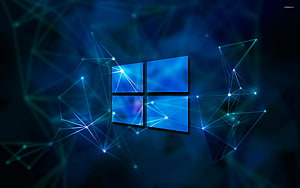 Windows 10 Blue Abstract Wallpaper with Geometric Network Lines and Digital Connectivity HD wallpaper