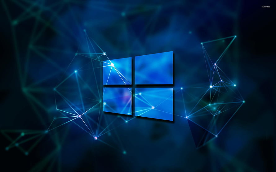 Windows 10 Blue Abstract Wallpaper with Geometric Network Lines and Digital Connectivity HD wallpaper