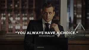 Harvey Specter in a dark office with a laptop and city view at night HD wallpaper