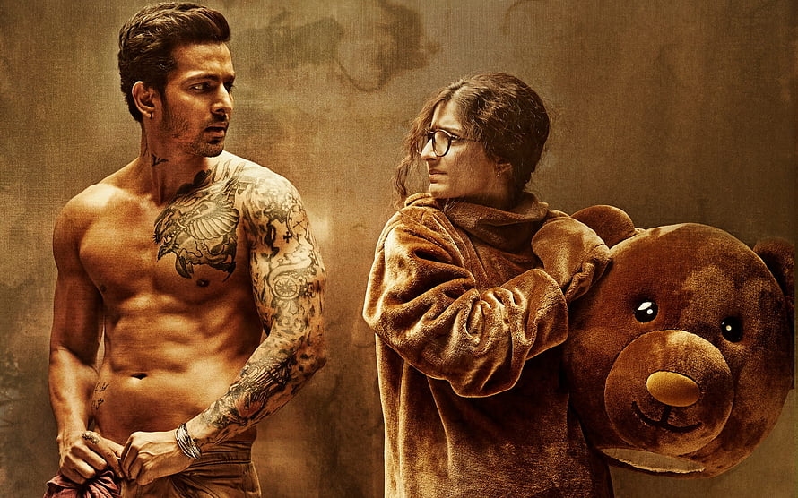Sanam Teri Kasam Movie Still Featuring Tattooed Man and Woman with Teddy Bear, Sanam Teri Kasam Still, #sanam teri kasam HD wallpaper