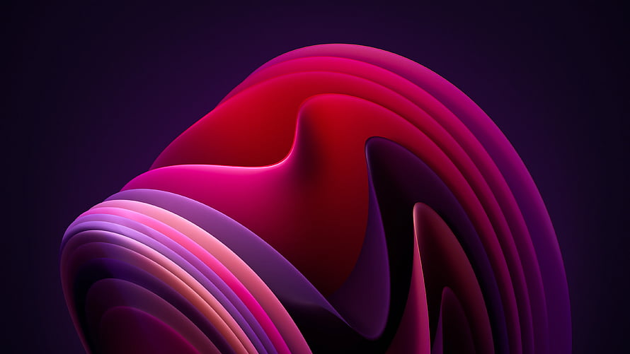 Abstract 3D Render of Smooth Pink and Purple Wavy Layers on Dark Background HD wallpaper