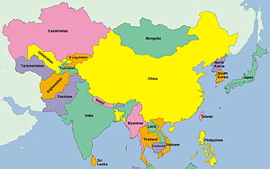 Colorful Political Map of Asia Showing Countries Like China India Japan and Southeast Asia HD wallpaper
