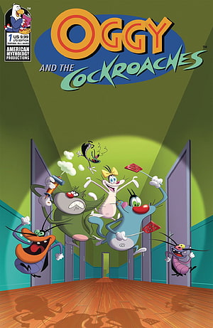 Oggy and the Cockroaches Comic Book Cover Featuring Cat and Insects in Hallway HD phone wallpaper