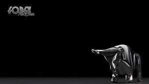 Shiny Silver Bull Statue on Black Background for Forex Trading HD wallpaper