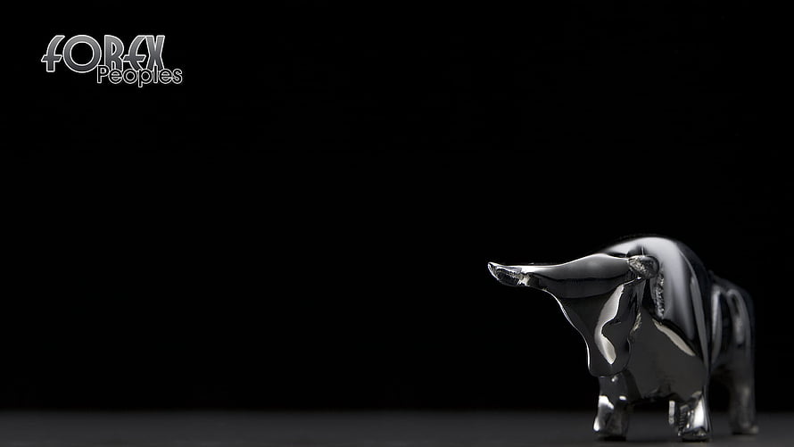 Shiny Silver Bull Statue on Black Background for Forex Trading HD wallpaper