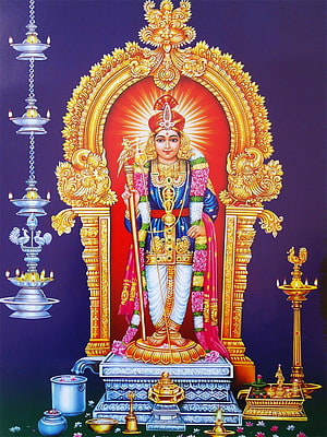 Lord Hanuman Standing with Mace and Garuda Flag in Golden Archway, 43435 murugan, palani murugan HD phone wallpaper