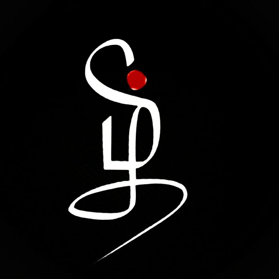 Abstract White Calligraphy Symbol With Red Dot On Black Background HD phone wallpaper