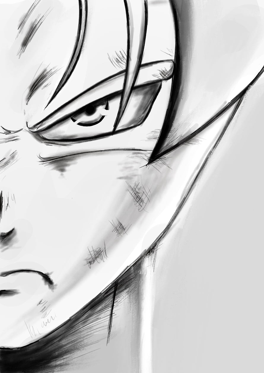 Goku Ultra Instinct Black and White Anime Face Sketch HD phone wallpaper