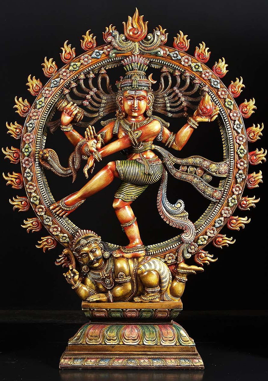 Nataraja Dancing Shiva Statue with Fire Ring and Cosmic Circle HD phone wallpaper