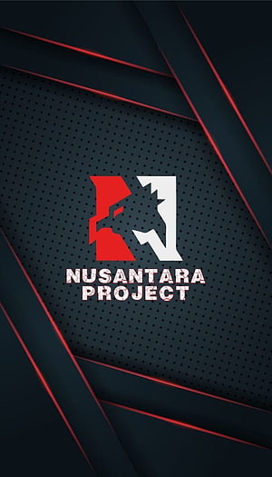 Nusantara Project Logo Wallpaper with Red and White Abstract Design on Dark Perforated Background HD phone wallpaper