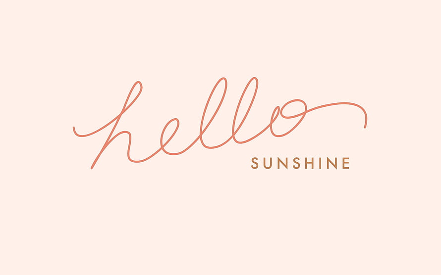 Elegant Hello Sunshine Script Typography on Soft Blush Background HD wallpaper