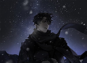 Kim Dokja from Omniscient Reader's Viewpoint in a Snowy Night Scene HD wallpaper