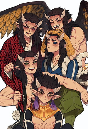 Hantengu and His Five Demon Forms from Demon Slayer Anime Illustration HD phone wallpaper